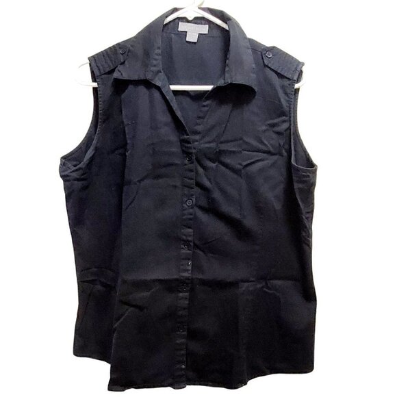 𝅺BEECHERS Brook Black Sleeveless Summer Casual Women's shirt. Size XLarge - Picture 3 of 5